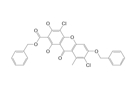 9H-Xanthene-2-carboxylic acid, 4,7-dichloro-1,3-dihydroxy-8-methyl-9-oxo-6-(phenylmethoxy)-, phenylmethyl ester