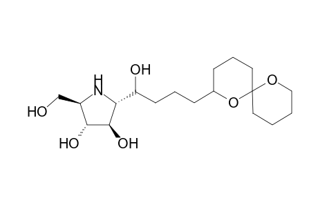 Broussonetine H [2.beta.-Hydroxymethyl-3.alpha.,4.beta.-dihydroxy-5.alpha.-(1-hydroxy-5:9;9:13-diepoxytridecyl)pyrrolidine]