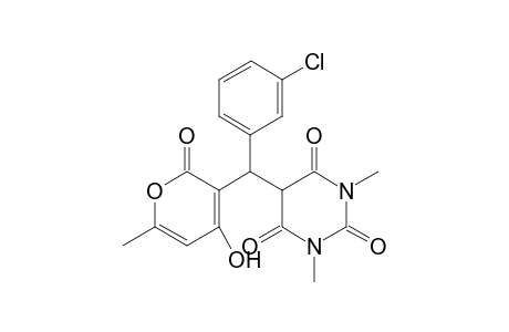 5-[(3-Chlorophenyl)(4-hydroxy-6-methyl-2-oxo-2H-pyran-3-yl)methyl]-1,3-dimethylpyrimidine-2,4,6(1H,3H,5H)-trione