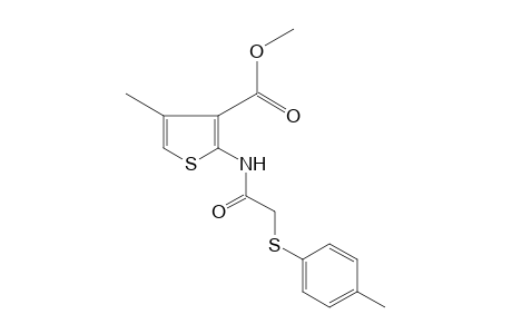 4-methyl-2-[2-(p-tolylthio)acetamido]-3-thiophenecarboxylic acid, methyl ester