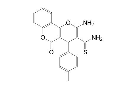 2-amino-4-(4-methylphenyl)-5-oxo-4H,5H-pyrano[3,2-c]chromene-3-carbothioamide