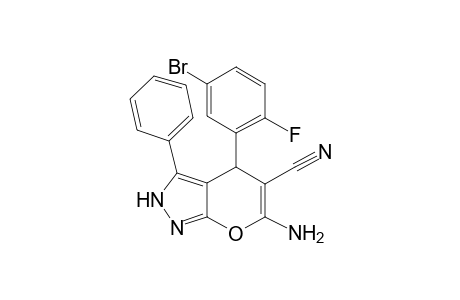 6-Azanyl-4-(5-bromanyl-2-fluoranyl-phenyl)-3-phenyl-2,4-dihydropyrano[2,3-c]pyrazole-5-carbonitrile
