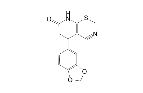 3-pyridinecarbonitrile, 4-(1,3-benzodioxol-5-yl)-1,4,5,6-tetrahydro-2-(methylthio)-6-oxo-