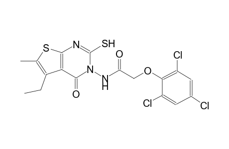 N-(5-ethyl-6-methyl-4-oxo-2-sulfanylthieno[2,3-d]pyrimidin-3(4H)-yl)-2-(2,4,6-trichlorophenoxy)acetamide