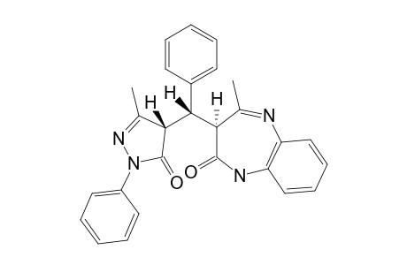 4-[ .alpha.-(3'-Methyl-5'-oxo-1'-phenyl-2'-pyrazolin-4'-yl)benzyl]-1,2,5,6-dihydro-(1,5)-benzodiazepin-2-one