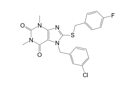 7-(3-Chlorobenzyl)-8-[(4-fluorobenzyl)sulfanyl]-1,3-dimethyl-3,7-dihydro-1H-purine-2,6-dione