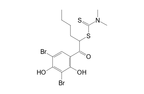 3',5'-dibromo-2',4'-dihydroxy-2-mercaptohexanophenone, 2-(dimethyldithiocarbamate)