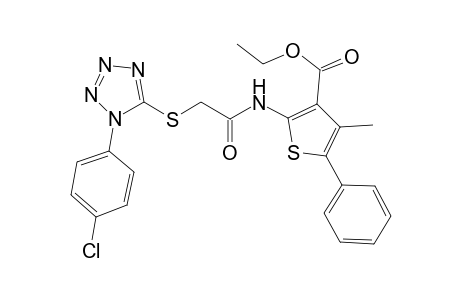 3-thiophenecarboxylic acid, 2-[[[[1-(4-chlorophenyl)-1H-tetrazol-5-yl]thio]acetyl]amino]-4-methyl-5-phenyl-, ethyl ester