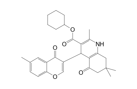 3-quinolinecarboxylic acid, 1,4,5,6,7,8-hexahydro-2,7,7-trimethyl-4-(6-methyl-4-oxo-4H-1-benzopyran-3-yl)-5-oxo-, cyclohexyl ester