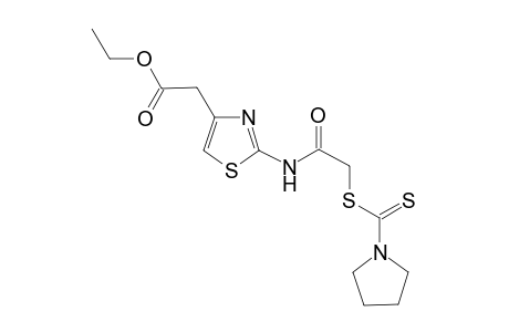 Ethyl 2-[2'-(1"-pyrrolidinyl)thiocarbamoyl]thio]acylamino]-thiazol-4-acetate