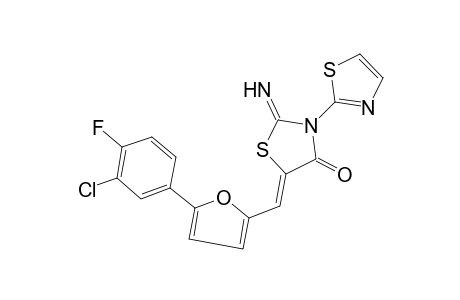 (5Z)-2-azanylidene-5-[[5-(3-chloranyl-4-fluoranyl-phenyl)furan-2-yl]methylidene]-3-(1,3-thiazol-2-yl)-1,3-thiazolidin-4-one