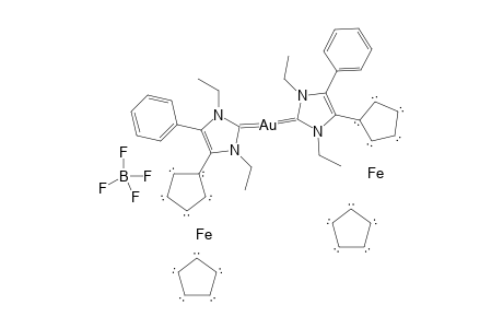 Bis-[1,3-diethyl-4-ferrocenyl-5-phenylimidazol-2-ylidene]gold(I)tetrafluoroborate