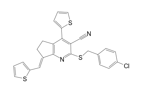 (7E)-2-[(4-chlorobenzyl)thio]-7-(2-thenylidene)-4-(2-thienyl)-1-pyrindan-3-carbonitrile