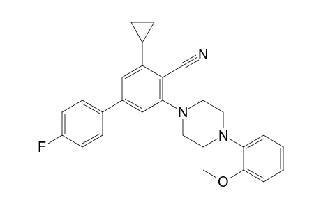 2-Cyclopropyl-4-(4-fluorophenyl)-6-[4-(2-methoxyphenyl)-1-piperazinyl]benzonitrile