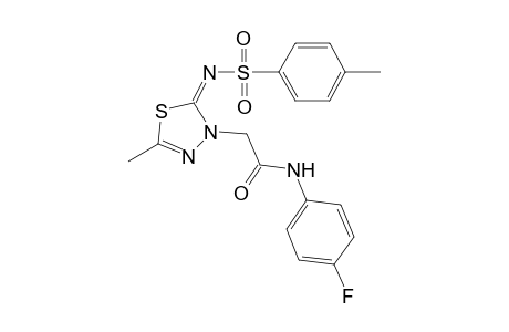 N-(4-fluorophenyl)-2-[(2E)-5-methyl-2-(4-methylphenyl)sulfonylimino-1,3,4-thiadiazol-3-yl]acetamide