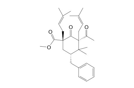 methyl (1S,3S,5R)-3-acetyl-5-benzyl-4,4-dimethyl-1,3-bis(3-methylbut-2-enyl)-2-oxo-cyclohexanecarboxylate