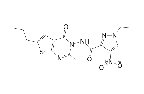 1-ethyl-N-(2-methyl-4-oxo-6-propylthieno[2,3-d]pyrimidin-3(4H)-yl)-4-nitro-1H-pyrazole-3-carboxamide