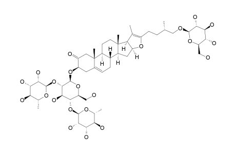 #1;FISTULOSAPONIN_A;(25-R)-26-O-BETA-D-GLUCOPYRANOSYL-5,20-DIENEFUROSTAN-2-ONE-3-BETA,26-DIOL-3-O-ALPHA-L-RHAMNOPYRANOSYL-(1->2)-[ALPHA-L-RHAMNOPYRANOSYL-(1->