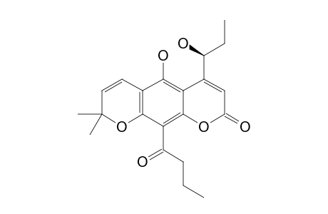 THERAPHIN-D;11-(S)-(-)-8,8-DIMETHYL-5-HYDROXY-4-(1-HYDROXYPROPYL)-10-(1-OXOBUTYL)-2H,8H-BENZO-(1,2-B:3,4-B')-DI-PYRAN-2-ONE