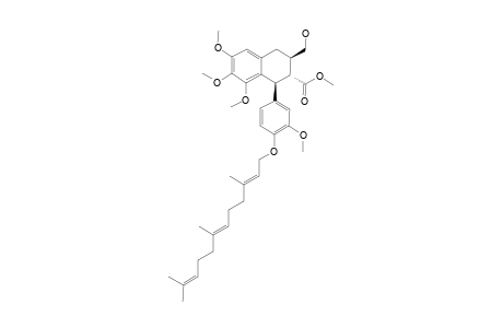 (+/-)-(1-S,2-R,3-R)-METHYL_1-(4-FARNESOXY-3-METHOXYPHENYL)-3-(HYDROXYMETHYL)-6,7,8-TRIMETHOXY-1,2,3,4-TETRAHYDRONAPHTHALENE-2-CARBOXYLATE