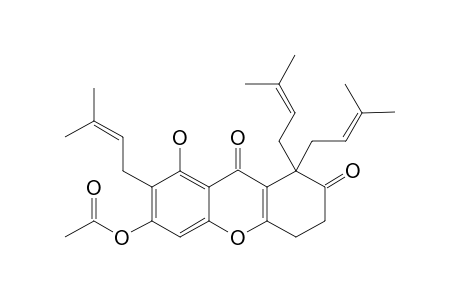 1H-Xanthene-2,9-dione, 6(or 8)-(acetyloxy)-3,4-dihydro-8(or 6)-hydroxy-1,1,7-tris(3-methyl-2-butenyl)-