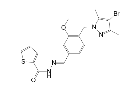 N'-((E)-{4-[(4-bromo-3,5-dimethyl-1H-pyrazol-1-yl)methyl]-3-methoxyphenyl}methylidene)-2-thiophenecarbohydrazide