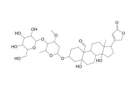 Card-20(22)-enolide, 3-[(2,6-dideoxy-4-O-.beta.-D-glucopyranosyl-3-O-methyl-.beta.-D-ribo-hexopyranosyl)oxy]-5,14-dihydroxy-19-oxo-, (3.beta.,5.beta.)-