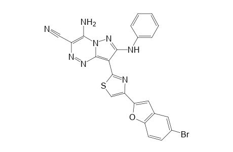 4-Amino-8-(4-(5-bromobenzofuran-2-yl)thiazol-2-yl)-7-(phenylamino)pyrazolo-[5,1-c][1,2,4]triazine-3-carbonitrile