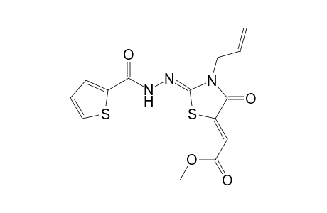 (Z)-Methyl-2-[((Z)-3-allyl-4-oxo-2-(2-thiophene-2-carbonyl)-hydrazono)thiazolidin-5-ylidine]acetate