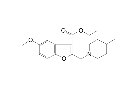 3-Benzofurancarboxylic acid, 5-methoxy-2-[(4-methyl-1-piperidinyl)methyl]-, ethyl ester