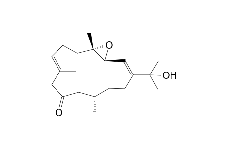 GRANDILOBATIN_B;(3-S*,4-S*,12-S*,1-E,7-E)-3,4-EPOXY-15-HYDROXYCEMBRA-1,7-DIEN-10-ONE