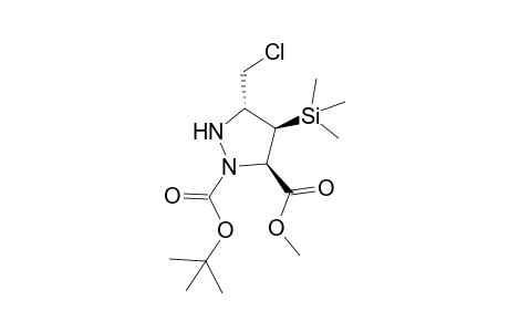 rel (3R,4R,5S)-2-(tert-Butoxycarbonyl)-5-chloromethyl-4-trimethylsilyl-3-pyrazolidinecarboxylic acid methyl ester