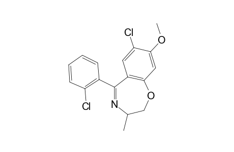 7-chloro-5-(o-chlorophenyl)-2,3-dihydro-8-methoxy-3-methyl-1,4-benzoxazepine