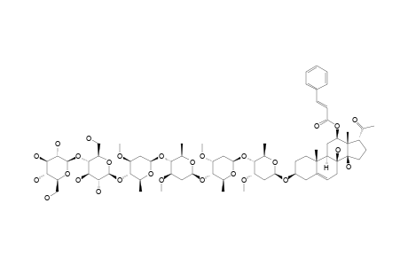 IKEMAGENIN-3-O-BETA-CELLOBIOSYL-(1->4)-BETA-D-OLEANDROPYRANOSYL-(1->4)-BETA-D-OLEANDROPYRANOSYL-(1->4)-BETA-D-CYMAROPYRANOSYL-(1->4)-BETA-D-CYMARO