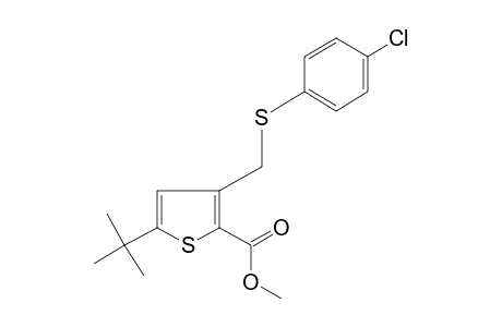 5-tert-butyl-{[(p-chlorophenyl)thio]methyl}-2-thiophenecarboxylic acid, methyl ester