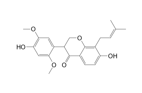 ERYVARIN-N;2,3-DIHYDRO-7-HYDROXY-3-(4-HYDROXY-2,5-DIMETHOXYPHENYL)-8-(3-METHYLBUT-2-EN-1-YL)-4H-1-BENZOPYRAN-4-ONE