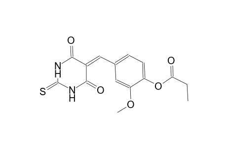 4-[(4,6-dioxo-2-thioxotetrahydro-5(2H)-pyrimidinylidene)methyl]-2-methoxyphenyl propionate