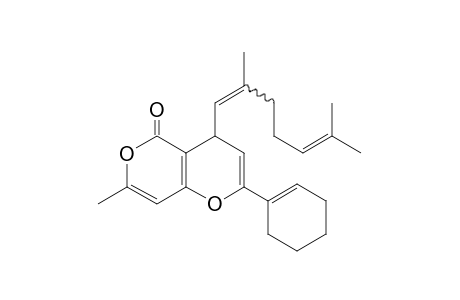 2-(Cyclohex-2-en-1-yl)-4-(2,6-dimethylhepta-1,5-dien-1-yl)-7-methyl-4H,5H-pyrano[4,3-b]pyran-5-one