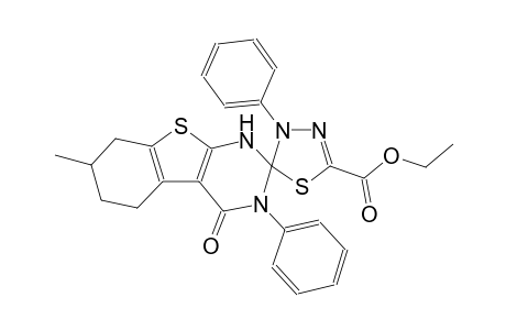 ethyl 7'-methyl-4'-oxo-3',4-di(phenyl)spiro[1,3,4-thiadiazole-5,2'-5,6,7,8-tetrahydro-1H-[1]benzothiolo[2,3-d]pyrimidine]-2-carboxylate ethyl 7'-methyl-4'-oxo-3',4-di(phenyl)spiro[1,3,4-thiadiazole-5,2'-5,6,7,8-tetrahydro-1H-benzothiopheno[2,3-d]pyrimidine]-2-carboxylate 7'-methyl-4'-oxo-3',4-di(phenyl)-2-spiro[1,3,4-thiadiazole-5,2'-5,6,7,8-tetrahydro-1H-benzothiopheno[2,3-d]pyrimidine]carboxylic acid ethyl ester 4'-keto-7'-methyl-3',4-di(phenyl)spiro[1,3,4-thiadiazole-5,2'-5,6,7,8-tetrahydro-1H-benzothiopheno[2,3-d]pyrimidine]-2-carboxylic acid ethyl ester