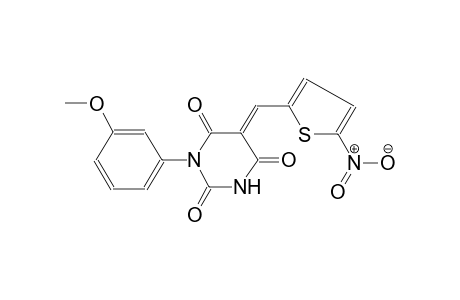 2,4,6(1H,3H,5H)-pyrimidinetrione, 1-(3-methoxyphenyl)-5-[(5-nitro-2-thienyl)methylene]-, (5E)-