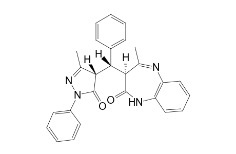 4-[ .alpha.-(3'-Methyl-5'-oxo-1'-phenyl-2'-pyrazolin-4'-yl)benzyl]-1,2,5,6-dihydro-(1,5)-benzodiazepin-2-one