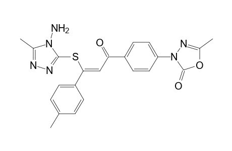 2,3-Dihydro-5-methyl-3-{p-[3'-(1"H-amino-5"-methyl-1",3",4"-triazol-2"-ylthio)-3'-p-tolyl-acr-1'-oyl]phenyl}-2-oxo-1,3,4-oxadiazole
