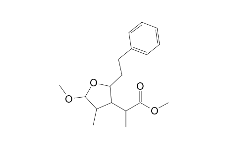 (2RS)-2-Methoxy-4-[1'-(methoxycarbonyl)ethyl]-3-methyl-5-phenethyloxolane