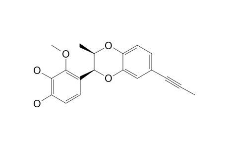 3-methoxy-4-[(2S,3R)-3-methyl-7-prop-1-ynyl-2,3-dihydro-1,4-benzodioxin-2-yl]pyrocatechol