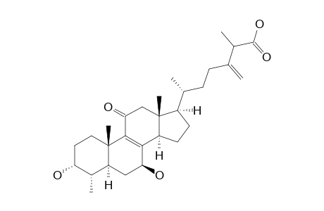 CAMPHORATIN_B;3-ALPHA,7-BETA-DIHYDROXY-11-OXO-4-ALPHA-METHYLERGOSTA-8,24-(28)-DIEN-26-OIC_ACID