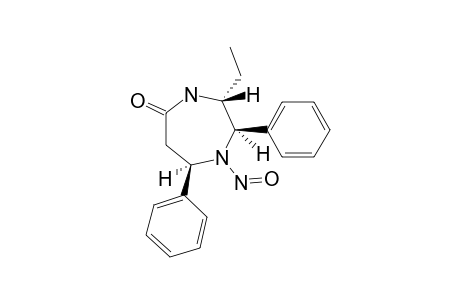 ANTI-T-3-ETHYL-1-NITROSO-R-2,C-7-DIPHENYLHEXAHYDRO-1,4-DIAZEPIN-5-ONE