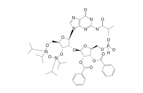 2-N-Isobutyryl-3',5'-o-(tetraisopropyldisiloxane-1,3-diyl)-2'-o-(5''-H-phosphonate-2'',3''-di-o-benzoyl-beta-D-ribofuranosyl)-guanosine