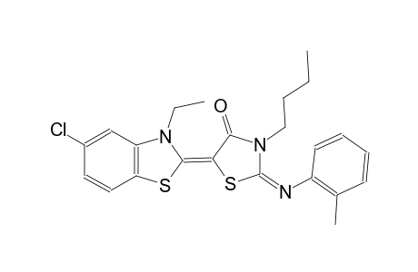 (2E,5Z)-3-butyl-5-(5-chloro-3-ethyl-1,3-benzothiazol-2(3H)-ylidene)-2-[(2-methylphenyl)imino]-1,3-thiazolidin-4-one
