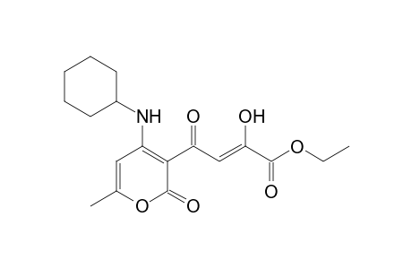 Ethyl 2-hydroxy-4-oxo-4-(4-cyclohexylamino-6-methyl-2-pyrone-3-yl)-2-butenoate