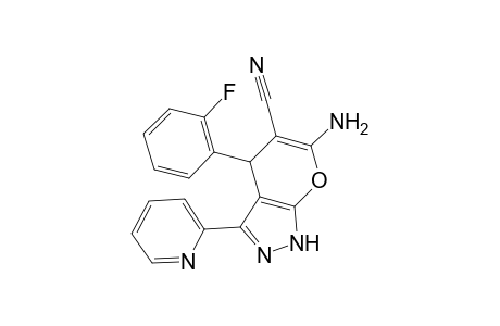 6-Amino-4-(2-fluorophenyl)-3-(2-pyridinyl)-2,4-dihydropyrano[2,3-c]pyrazole-5-carbonitrile
